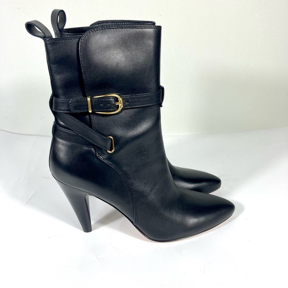 NWB Veronica Beard Sohelia Black Strap Leather High Heel Ankle Boots Bootie - Picture 8 of 17